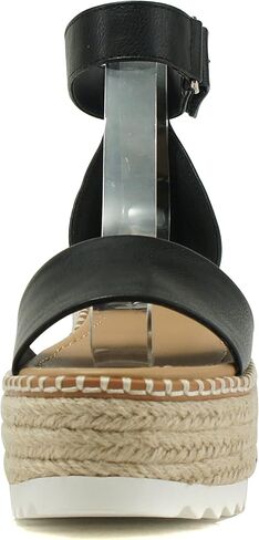 SODA TUCKIN - High platform inclined wedge espadrille sandal with rope textured weave and Velcro ankle straps. Adds height and elongates legs Completes the perfect Spring / Summer look when paired with jeans, shorts or skirts in Saudi Arabia