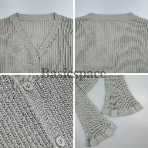 Womens Summer Cardigan for Women Lightweight Long Bell Sleeve Button Down Open Front Ice Silk Knit Cardigans in Kuwait