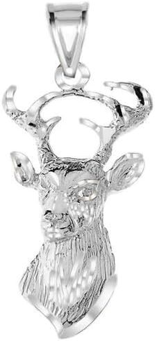 Claddagh Gold Textured Buck Deer Head Fine Pendant Necklace Real Solid .925 Sterling Silver in Kuwait