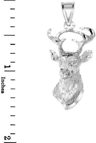 Claddagh Gold Textured Buck Deer Head Fine Pendant Necklace Real Solid .925 Sterling Silver in Kuwait