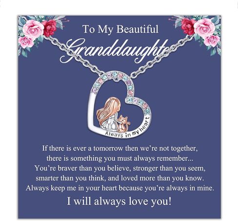 Lanqueen قلادة فضية على شكل قلب/قمر للحفيدة/الابنة من الجدة هدايا عيد الميلاد للفتيات المراهقات والنساء in Kuwait