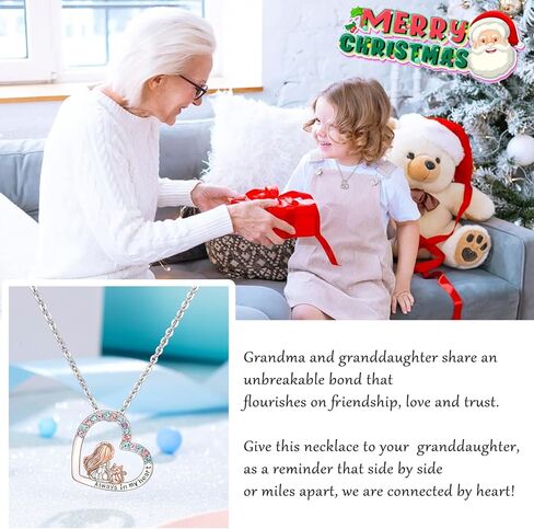 Lanqueen قلادة فضية على شكل قلب/قمر للحفيدة/الابنة من الجدة هدايا عيد الميلاد للفتيات المراهقات والنساء in Kuwait