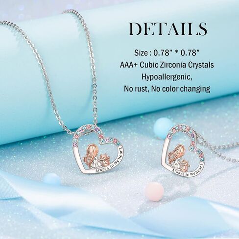 Lanqueen قلادة فضية على شكل قلب/قمر للحفيدة/الابنة من الجدة هدايا عيد الميلاد للفتيات المراهقات والنساء in Kuwait