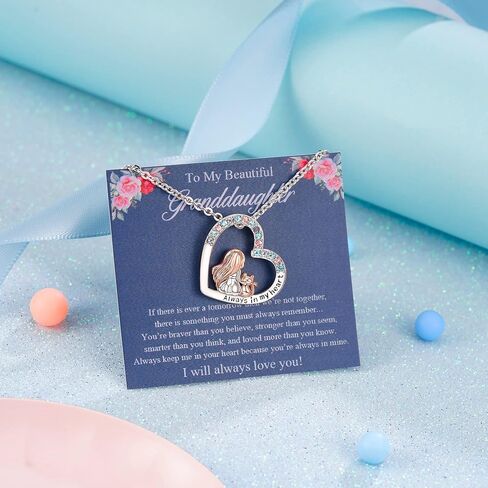 Lanqueen قلادة فضية على شكل قلب/قمر للحفيدة/الابنة من الجدة هدايا عيد الميلاد للفتيات المراهقات والنساء in Kuwait