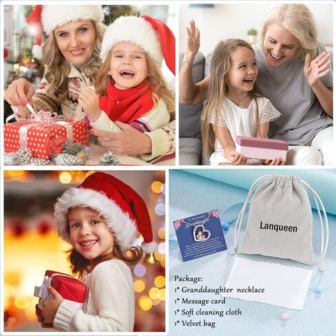 Lanqueen قلادة فضية على شكل قلب/قمر للحفيدة/الابنة من الجدة هدايا عيد الميلاد للفتيات المراهقات والنساء in Kuwait