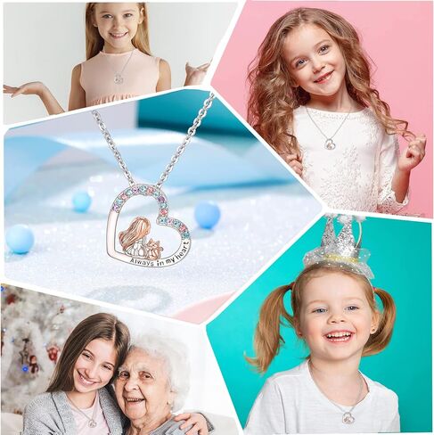 Lanqueen قلادة فضية على شكل قلب/قمر للحفيدة/الابنة من الجدة هدايا عيد الميلاد للفتيات المراهقات والنساء in Kuwait