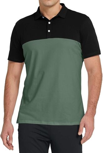 قمصان بولو جولف خفيفة الوزن للرجال من Aiyino بأكمام قصيرة بلونين كاجوال للعمل تي شيرت رياضي FD11154041 in Kuwait