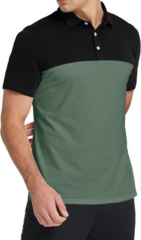 قمصان بولو جولف خفيفة الوزن للرجال من Aiyino بأكمام قصيرة بلونين كاجوال للعمل تي شيرت رياضي FD11154041 in Kuwait