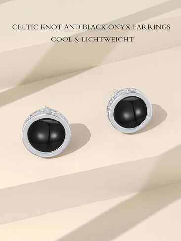 925 Sterling Silver Black Onyx Stud Earrings For Men Women Celtic Knot Earrings Cool Punk Earrings Jewelry Gifts for Him Boys Boyfriend Husband Son Birthday Anniversary Valentines Day in Saudi Arabia
