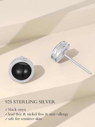 925 Sterling Silver Black Onyx Stud Earrings For Men Women Celtic Knot Earrings Cool Punk Earrings Jewelry Gifts for Him Boys Boyfriend Husband Son Birthday Anniversary Valentines Day in Saudi Arabia