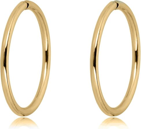 AVORA 10K Gold 10mm Endless Continuous No-Gap Polished Hoop Earrings for Girls and Women - Yellow or White Gold in Saudi Arabia