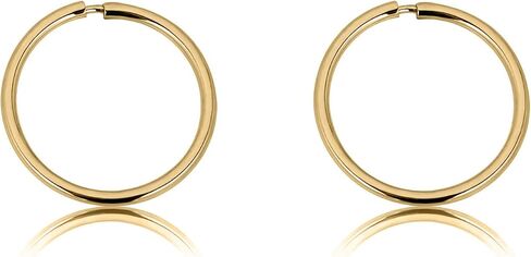 AVORA 10K Gold 10mm Endless Continuous No-Gap Polished Hoop Earrings for Girls and Women - Yellow or White Gold in Saudi Arabia