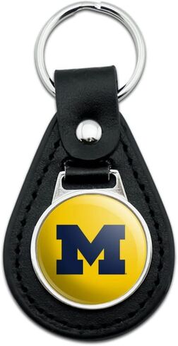 Black Leather University of Michigan Secondary Logo Keychain in Saudi Arabia