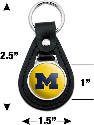 Black Leather University of Michigan Secondary Logo Keychain in Saudi Arabia