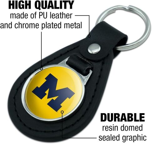 Black Leather University of Michigan Secondary Logo Keychain in Saudi Arabia
