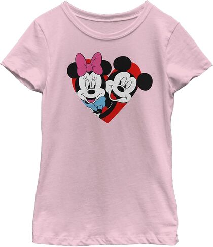 Disney Characters Mickey Minnie Heart Girl's Solid Crew Tee in Saudi Arabia