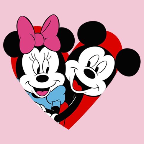 Disney Characters Mickey Minnie Heart Girl's Solid Crew Tee in Saudi Arabia