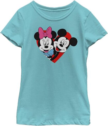 Disney Characters Mickey Minnie Heart Girl's Solid Crew Tee in Saudi Arabia
