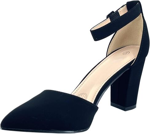 Women's Pointy-Toe D'Orsay Ankle Strap Block Heel Dress Pump in Kuwait