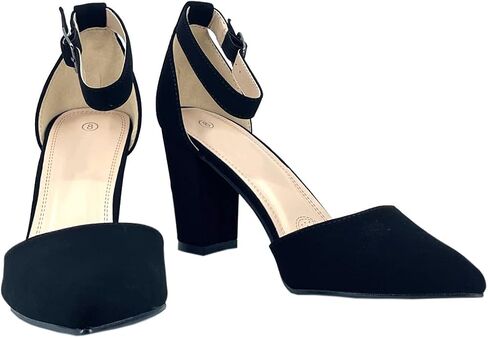 Women's Pointy-Toe D'Orsay Ankle Strap Block Heel Dress Pump in Kuwait