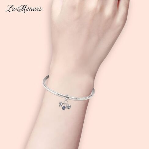 La Menars Travel Charm for 925 Sterling Silver for Women's Bracelets & Necklaces Dangle Pendant for Christmas Day Valentine's Day Mother's Day Gifts for Girls in Kuwait