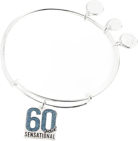 Alex and Ani A21EB60SS، احتفال، 60 سوار قابل للتوسيع مثير، فضي لامع، أزرق، أساور in Saudi Arabia