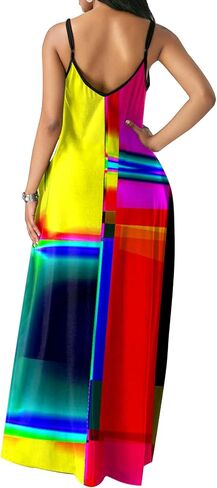 Glozeplus Maxi Dress for Women Beach Vacation Summer Casual Floral Printed Bohemian Long Sundress with Pockets in Saudi Arabia