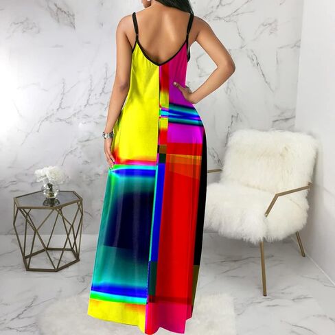 Glozeplus Maxi Dress for Women Beach Vacation Summer Casual Floral Printed Bohemian Long Sundress with Pockets in Saudi Arabia