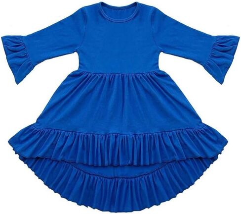 Coralup Toddler Girls Long Sleeve Cotton Solid Casual Dress in Kuwait