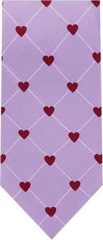 Jacob Alexander Men's Happy Valentine's Day Grid Hearts Pattern Regular Length Neck Tie in Saudi Arabia