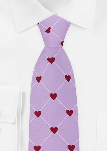 Jacob Alexander Men's Happy Valentine's Day Grid Hearts Pattern Regular Length Neck Tie in Saudi Arabia