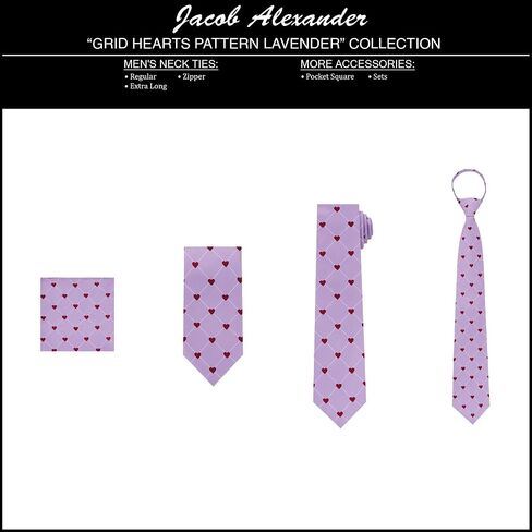 Jacob Alexander Men's Happy Valentine's Day Grid Hearts Pattern Regular Length Neck Tie in Saudi Arabia