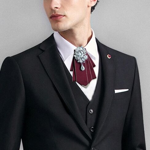 Crystal Bow tie Brooches Collar Pin Jewelry ribbon Fabric Bowknot Pre Tied Neck Tie For men Women wedding bridegroom in Saudi Arabia