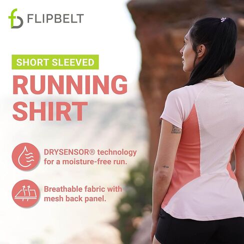 قميص الجري FlipBelt للتمرين، قمصان قصيرة الأكمام للتمرين واليوجا للنساء، ملابس رياضية ماصة للرطوبة، مقاس XS - XL in Kuwait