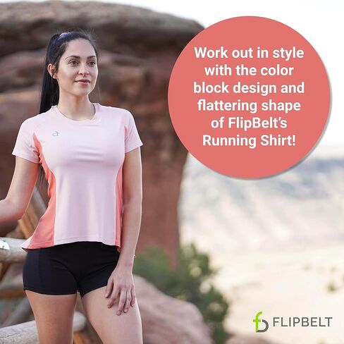 قميص الجري FlipBelt للتمرين، قمصان قصيرة الأكمام للتمرين واليوجا للنساء، ملابس رياضية ماصة للرطوبة، مقاس XS - XL in Kuwait
