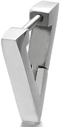 Plain Flat Open Triangle Huggie Hinged Hoop Earrings for Men Women, Stainless Steel, 2pcs in Kuwait