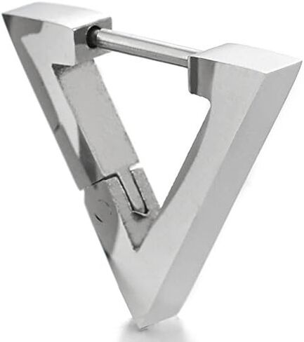 Plain Flat Open Triangle Huggie Hinged Hoop Earrings for Men Women, Stainless Steel, 2pcs in Kuwait