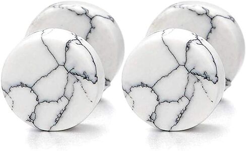 YZstyle 2pcs 10MM Marble Stud Earrings Men Women, Steel Cheater Fake Ear Plugs Gauges Illusion Tunnel in Saudi Arabia
