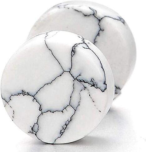 YZstyle 2pcs 10MM Marble Stud Earrings Men Women, Steel Cheater Fake Ear Plugs Gauges Illusion Tunnel in Saudi Arabia
