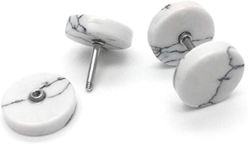 YZstyle 2pcs 10MM Marble Stud Earrings Men Women, Steel Cheater Fake Ear Plugs Gauges Illusion Tunnel in Saudi Arabia