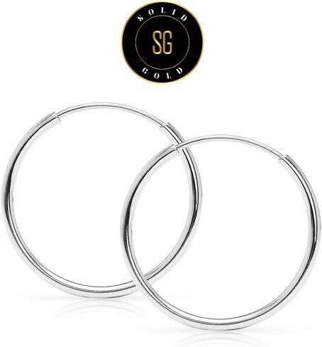 SOLIDGOLD - 14K Real Gold Filled Endless Infinity Hoop Sleeper Earrings 10-40mm | Yellow, Rose & White Gold in Kuwait