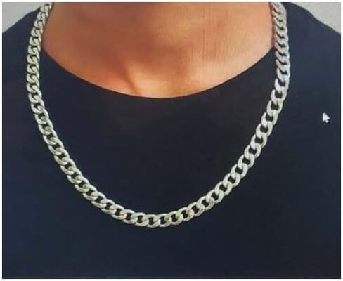 قلادة سلسلة كبح كوبية من الفولاذ المقاوم للصدأ من Verona Jewellers، 4.5 مم - 11 مم، قلادات سلسلة كبح سميكة للرجال، 16 18 20 22 24 26 28 30 in Kuwait