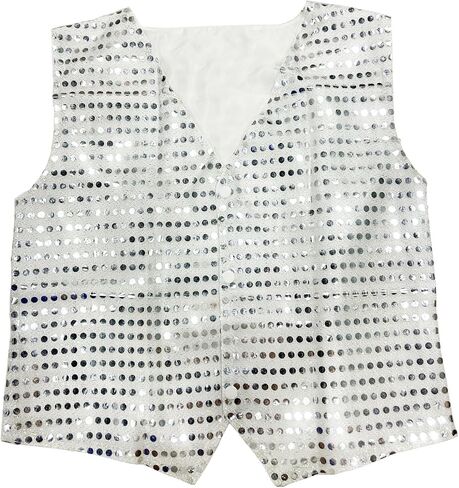 TAIKMD Kids Boys Shiny Sequins Vest Crop Top Dance Jazz Hip Hop Jacket Waistcoat Choir Stage Performance Costume in Kuwait