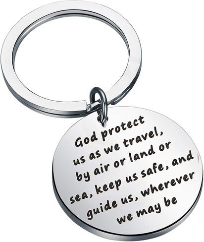 BEKECH Traveler's Prayer Travel Protection Key Ring Travel Gifts God Protect Us As We Travel Safe Travels Keychain in Saudi Arabia