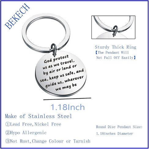 BEKECH Traveler's Prayer Travel Protection Key Ring Travel Gifts God Protect Us As We Travel Safe Travels Keychain in Saudi Arabia