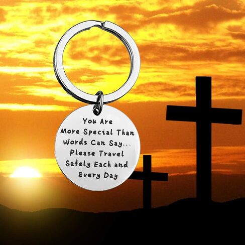 BEKECH Traveler's Prayer Travel Protection Key Ring Travel Gifts God Protect Us As We Travel Safe Travels Keychain in Saudi Arabia