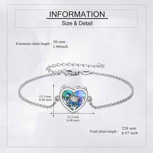 MONGAS Sea Turtle Urn Bracelet 925 Sterling Silver Bracelet Turtle Cremation Bracelet For Ashes Keepsake Memorial Jewelry Gifts For Women Girls in Saudi Arabia