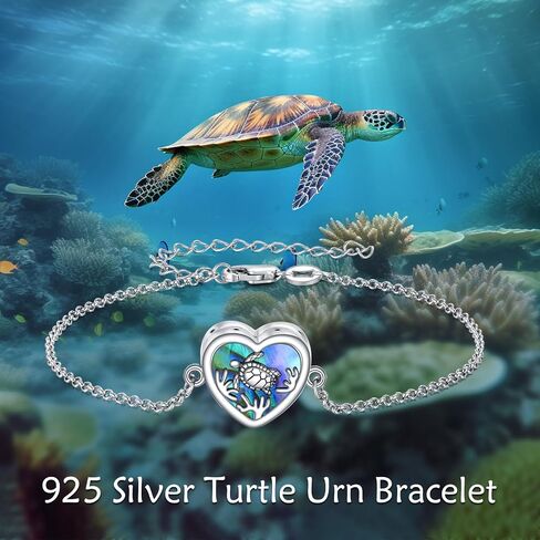 MONGAS Sea Turtle Urn Bracelet 925 Sterling Silver Bracelet Turtle Cremation Bracelet For Ashes Keepsake Memorial Jewelry Gifts For Women Girls in Saudi Arabia