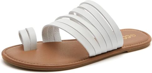 صنادل نسائية من Colgo سهلة الارتداء ومفتوحة عند الأصابع وصنادل مسطحة كاجوال أحذية صيفية in Kuwait