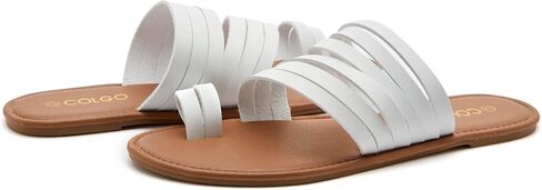 صنادل نسائية من Colgo سهلة الارتداء ومفتوحة عند الأصابع وصنادل مسطحة كاجوال أحذية صيفية in Kuwait